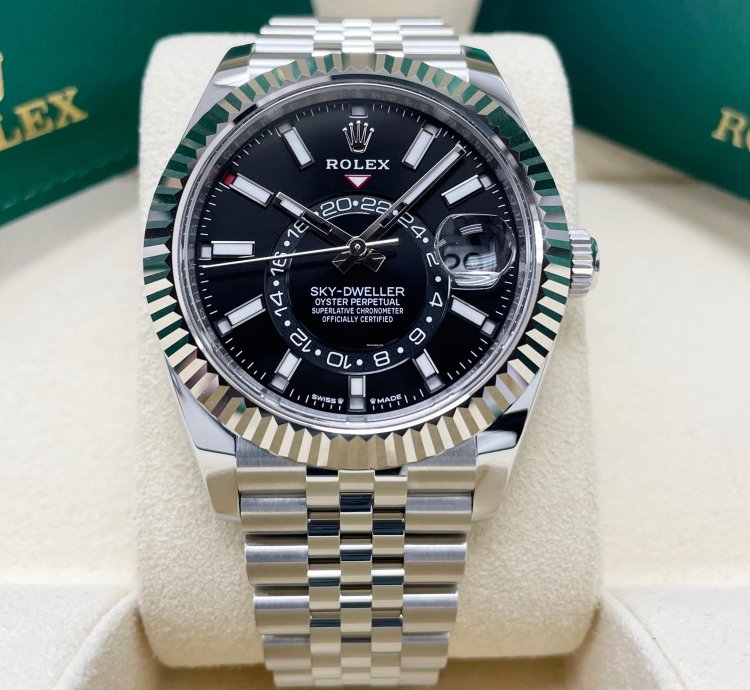 Rolex Sky-dweller New Complete 336934 Sky-dweller Black Dial Stainless Steel 42mm Jubilee Bracelet