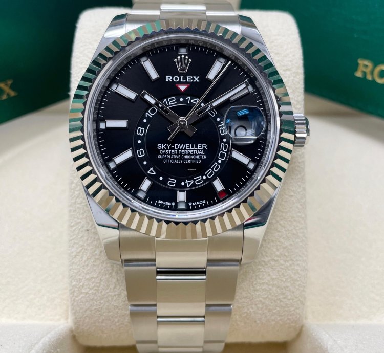 Rolex Sky-dweller New Complete 336934 Sky-dweller Black Dial Stainless Steel 42mm Oyster Bracelet