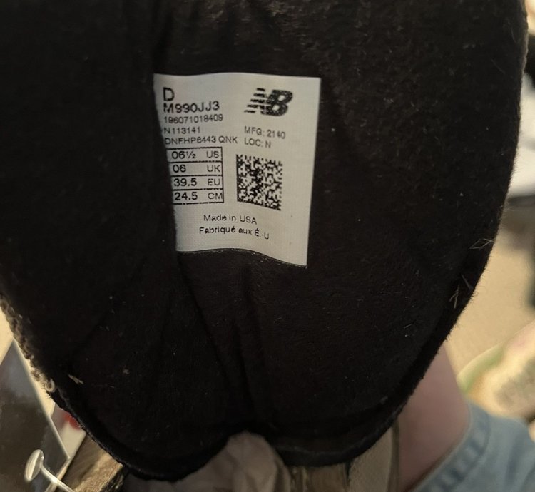 Jjjjound New Balance Brown 990v3 Size 6 5