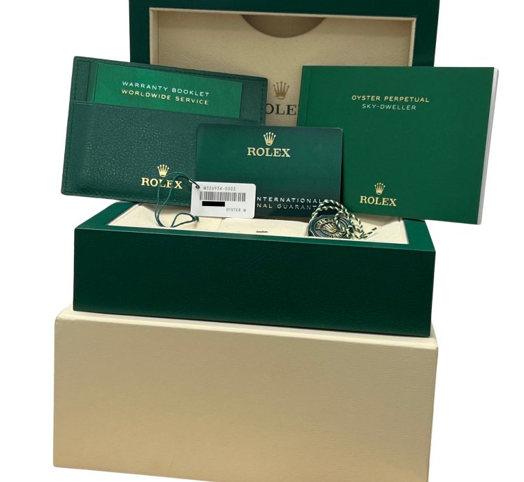 Rolex Sky-dweller New Papers Rolex Sky-dweller Blue 18k Fluted 42mm Steel Watch Oyster 326934 Box