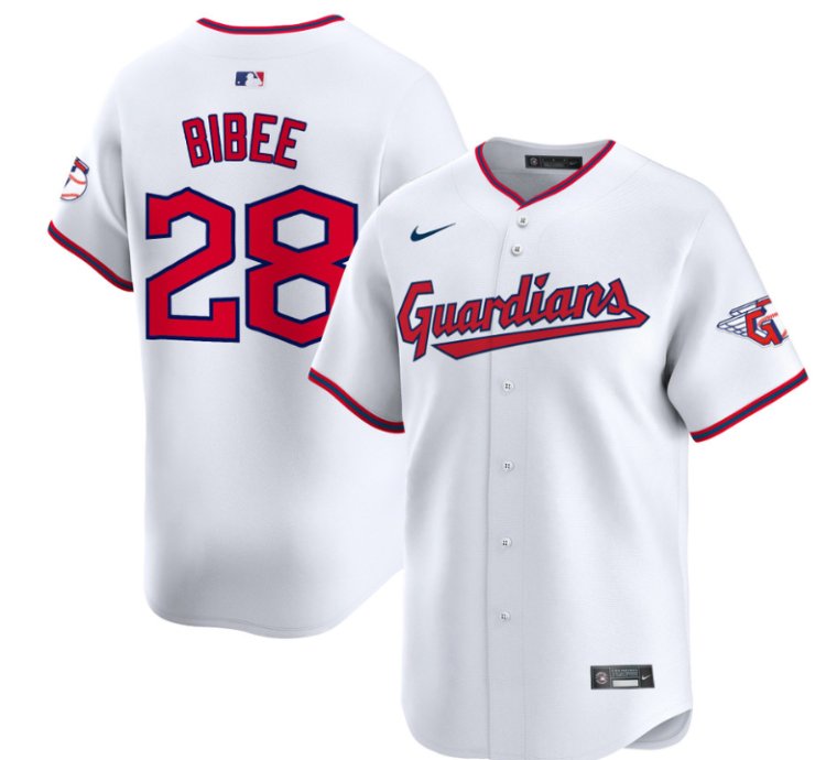 Tanner Bibee Jersey 28 Cleveland Guardians 2025 Vapor Premier Limited All Stitched White