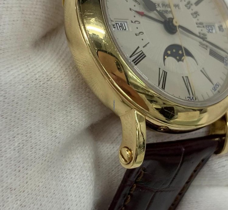 Patek Philippe Perpetual Calendar Grand Complications 38mm Yg - White Dial - Strap 5159j-001
