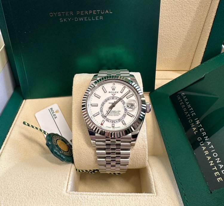 Rolex Sky-dweller New Reference 2024 White Dial Jubilee Bracelet Stainless Steel Fluted Bezel 42