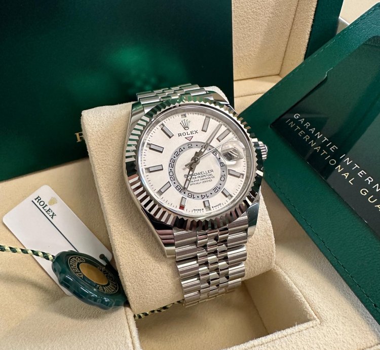 Rolex Sky-dweller New Reference 2024 White Dial Jubilee Bracelet Stainless Steel Fluted Bezel 42