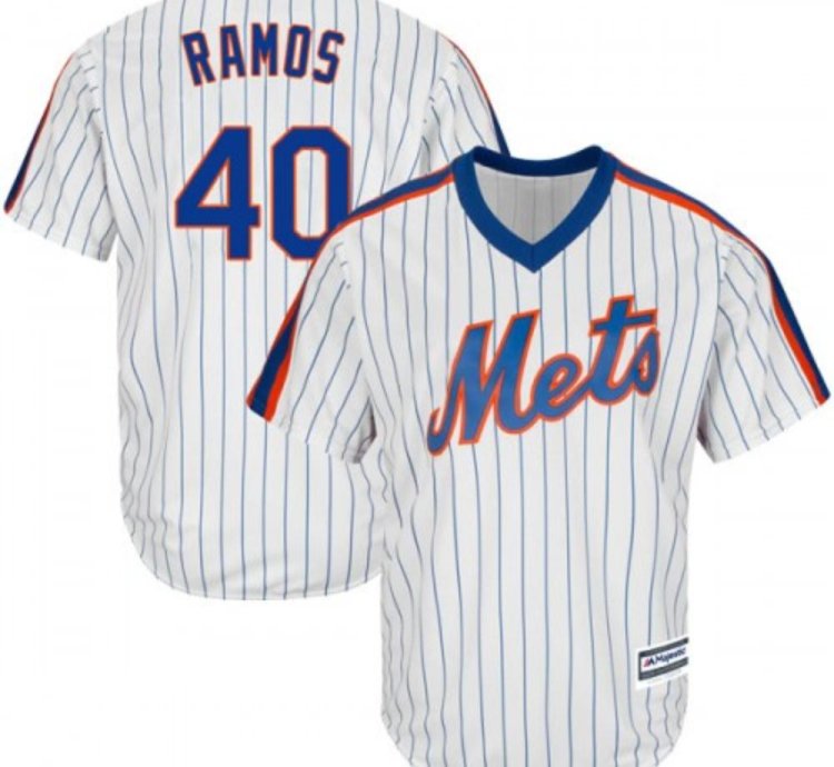 New York Mets Wilson Ramos White Throwback Pullover Jersey