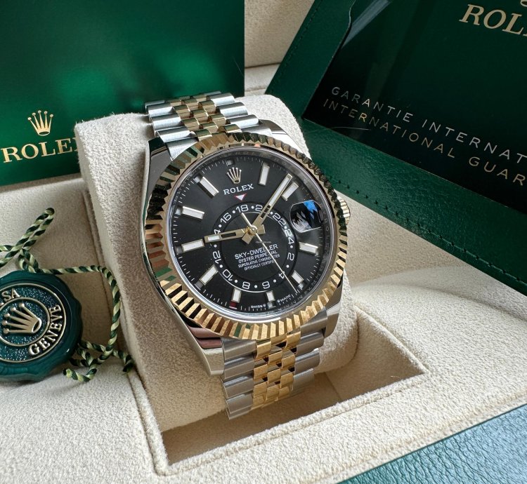 Rolex Sky-dweller New Release 2023 336933 Jubilee Bracelet Black Dial - Two Tone Yellow Gold
