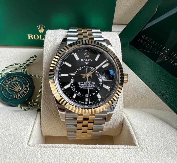 Rolex Sky-dweller New Release 2023 336933 Jubilee Bracelet Black Dial - Two Tone Yellow Gold
