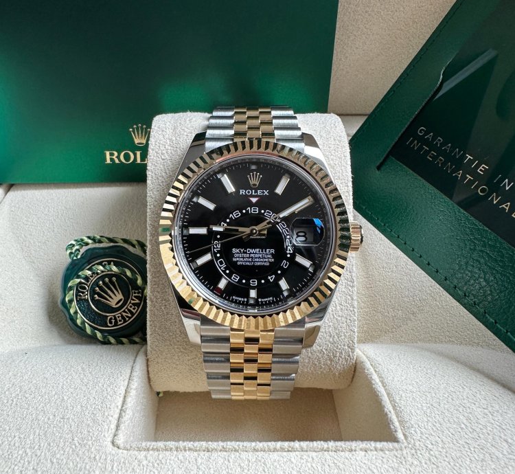 Rolex Sky-dweller New Release 2023 336933 Jubilee Bracelet Black Dial - Two Tone Yellow Gold