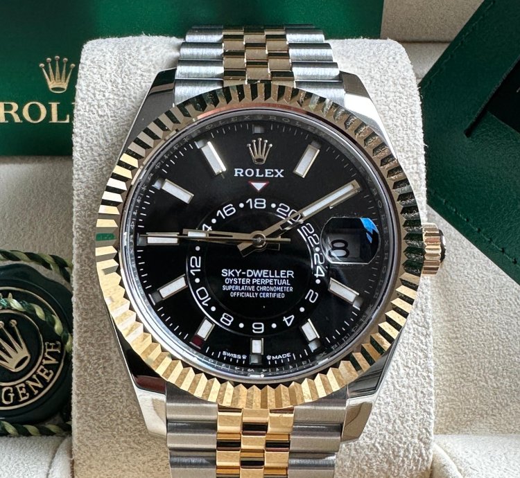 Rolex Sky-dweller New Release 2023 336933 Jubilee Bracelet Black Dial - Two Tone Yellow Gold