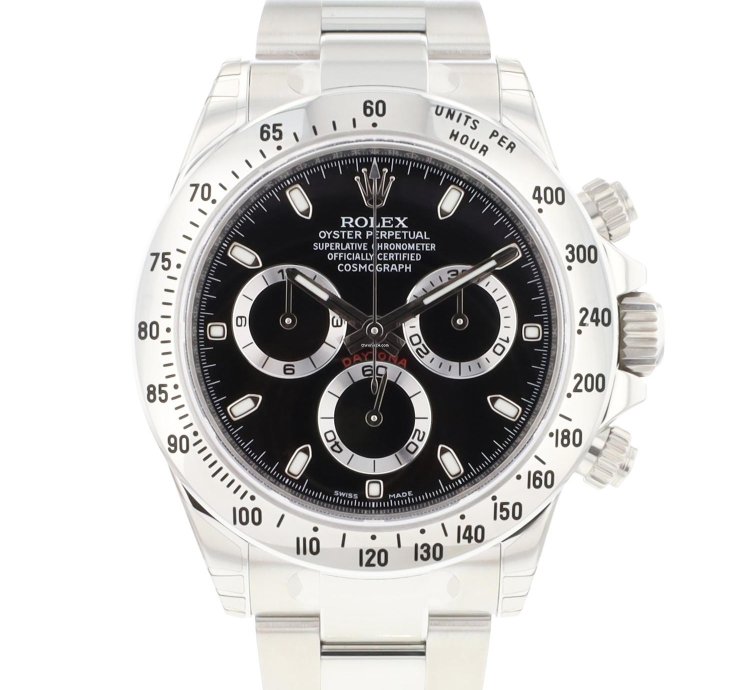 Rolex Daytona Steel Black Dial Full Stickers New