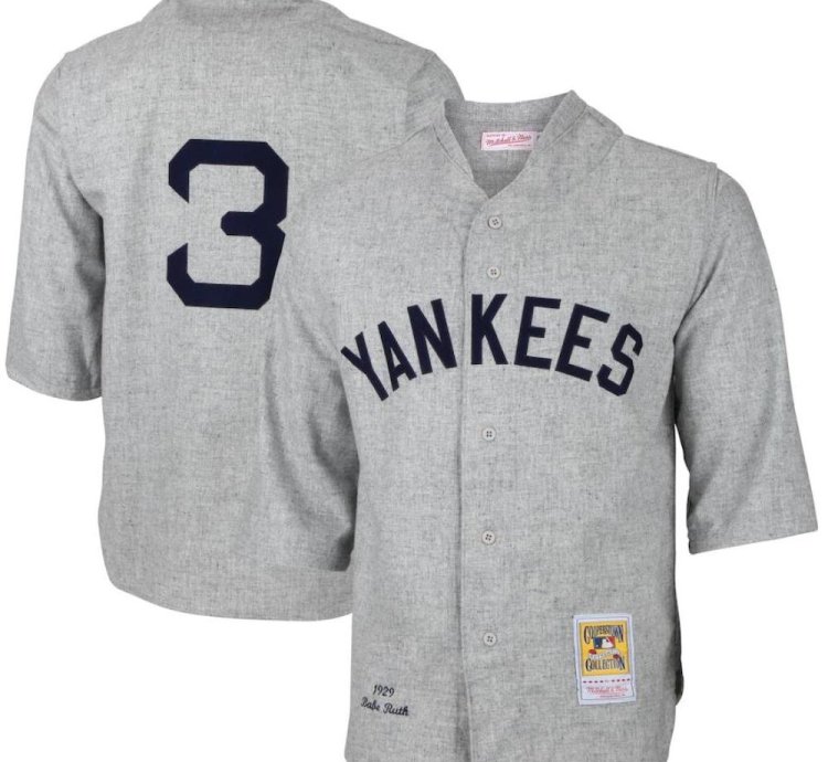 New York Yankees Babe Ruth Gray 1929 Throwback Jersey