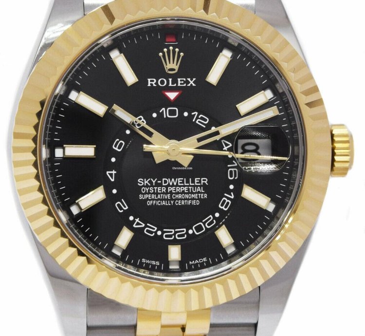 Rolex Sky-dweller New Rolex Sky-dweller Black Dial 18k Yg Steel Jubilee 42mm Watch 23 326933