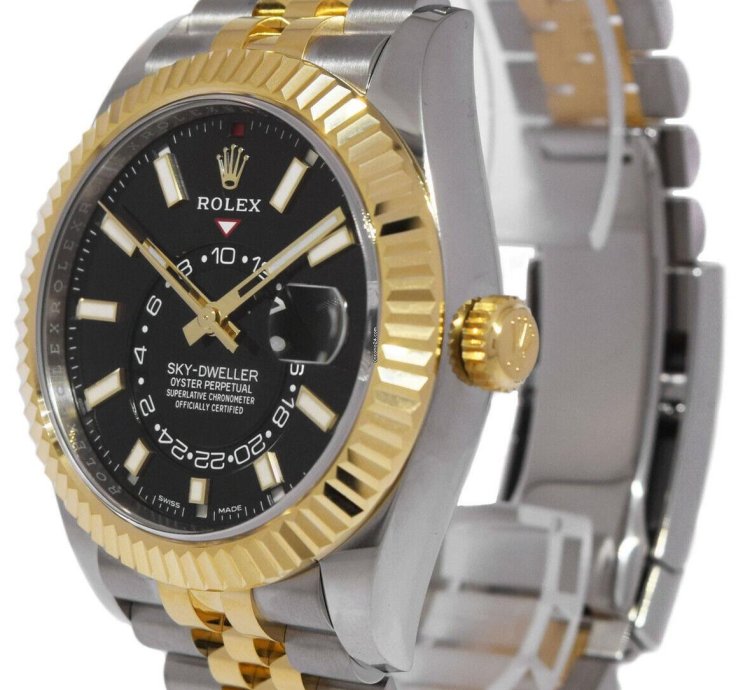 Rolex Sky-dweller New Rolex Sky-dweller Black Dial 18k Yg Steel Jubilee 42mm Watch 23 326933