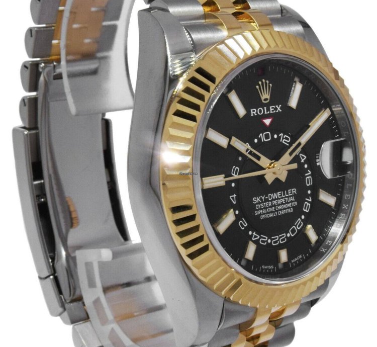 Rolex Sky-dweller New Rolex Sky-dweller Black Dial 18k Yg Steel Jubilee 42mm Watch 23 326933