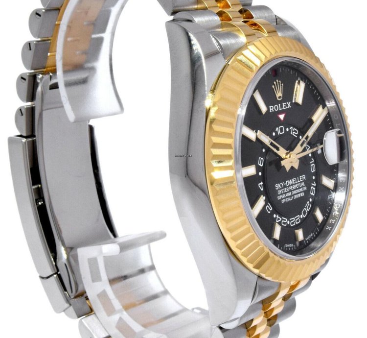 Rolex Sky-dweller New Rolex Sky-dweller Black Dial 18k Yg Steel Jubilee 42mm Watch 23 326933