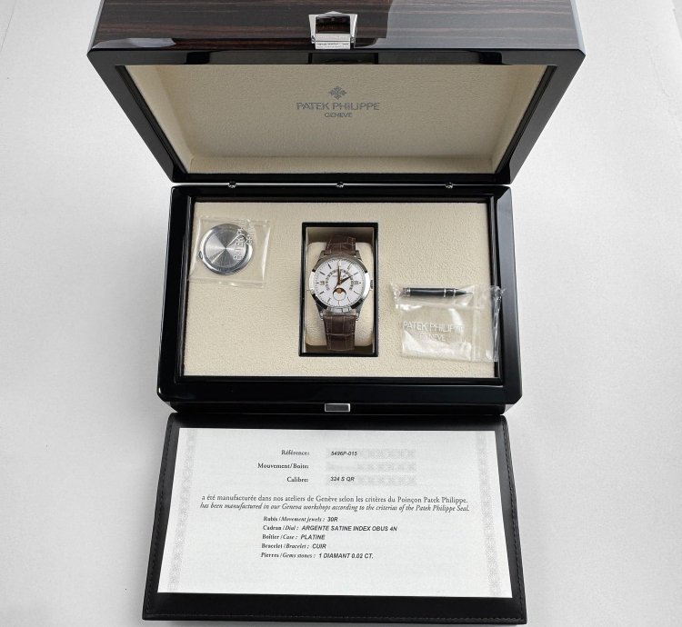 Patek Philippe Perpetual Calendar Grand Complications 5496p-015 Perpetual Calendar Moon Phases Platinum Silver Dial 2018