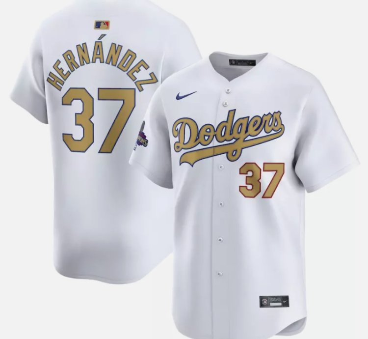 Teoscar Hernandez Jersey 37 Dodgers White 2025 Gold Collection Limited Stitched