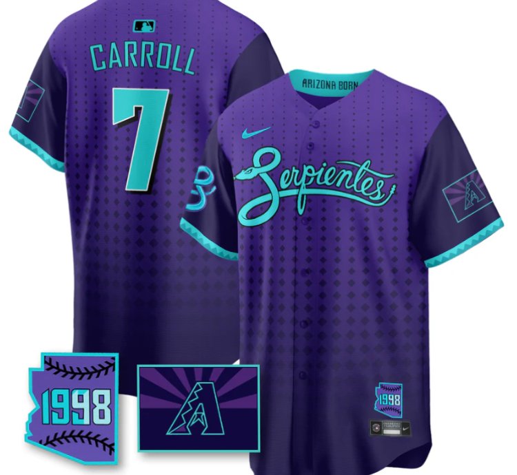 Corbin Carroll Jersey 7 Arizona Diamondbacks Serpientes City Connect Stitched Purple