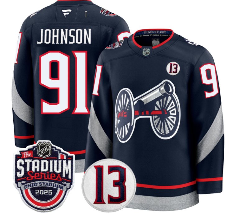 Men Kent Johnson Jersey 91 Columbus Blue Jackets 2025 Stadium Series Stitched
