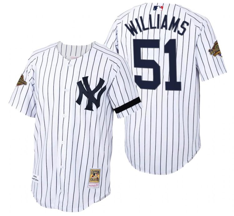 New York Yankees Bernie Williams White 1996 World Series Throwback Jersey