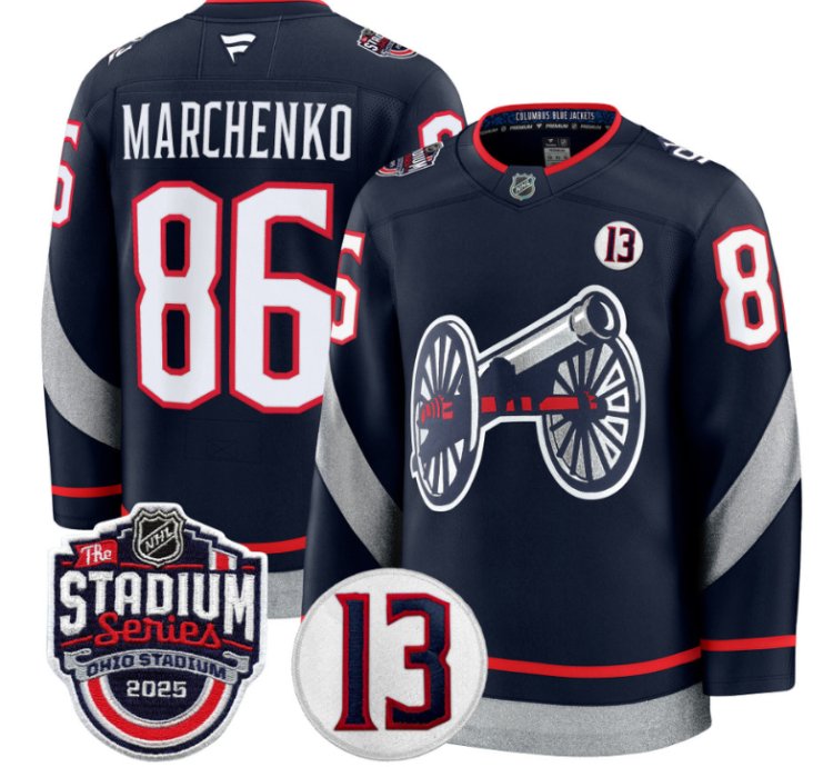Men Kirill Marchenko Jersey 86 Columbus Blue Jackets 2025 Stadium Series