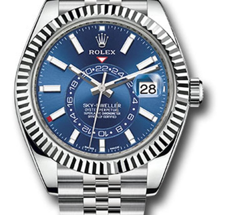 Rolex Sky-dweller New Sky Dweller 326934 Blue Index Dial Jubilee Bracelet 42mm Stainless Steel