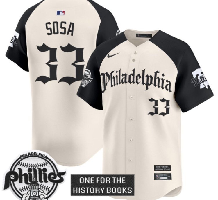 Edmundo Sosa Jersey 33 Phillies Retro Newspaper Edition Vapor Premier Limited Stitched Alternate