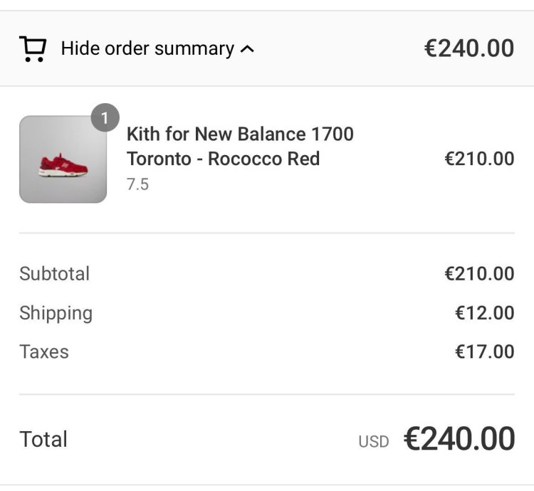 Kith For New Balance 1700 Toronto Size 7 5