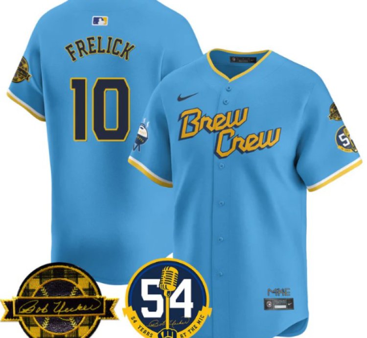 Sal Frelick Jersey 10 Milwaukee Brewers 2025 Bob Uecker City Connect