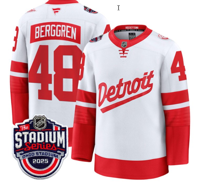 Mens Jonatan Berggren Jersey 48 Detroit Red Wings 2025 Stadium Series Stitched