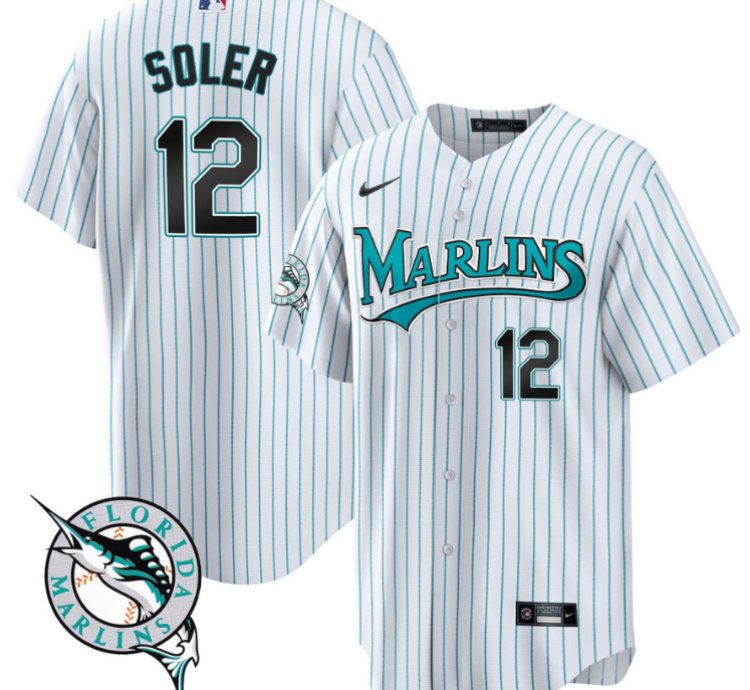 Jorge Soler Jersey 12 Miami Marlins Throwback Cool Base All Stitched