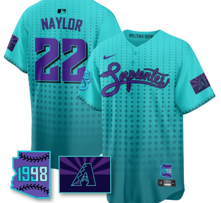 Josh Naylor Jersey 22 Arizona Diamondbacks Serpientes City Connect Stitched Teal