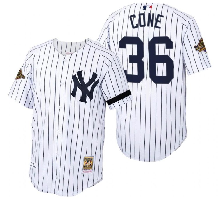 New York Yankees David Cone White 1996 World Series Throwback Jersey