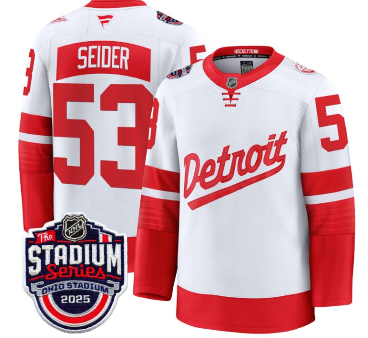 Mens Moritz Seider Jersey 53 Detroit Red Wings 2025 Stadium Series Stitched