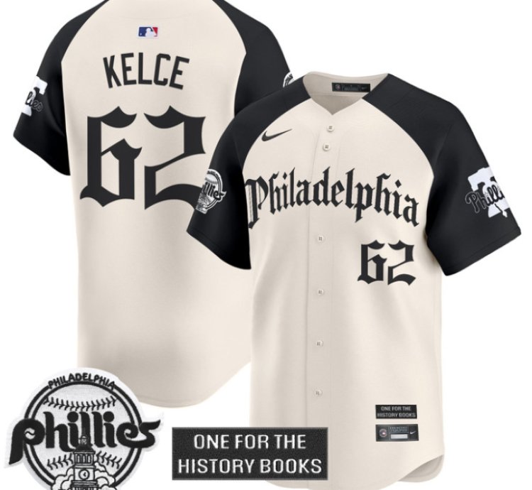 Jason Kelce Jersey 62 Phillies Retro Newspaper Edition Vapor Premier Limited Stitched Alternate