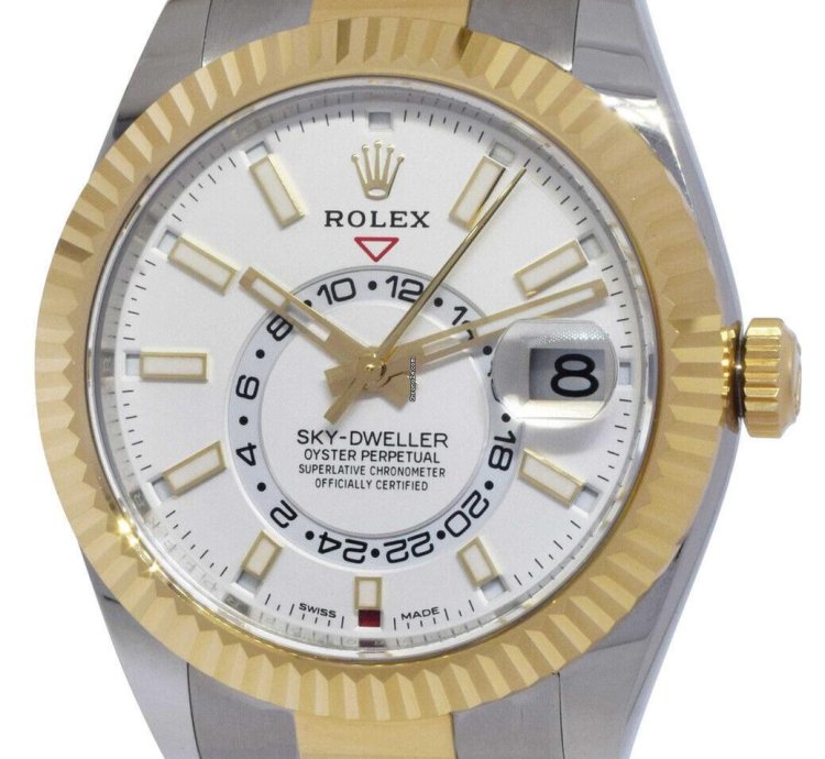 Rolex Sky-dweller Nos Rolex Sky-dweller White Dial 18k Yg Steel 42mm Oyster Watch 20 326933