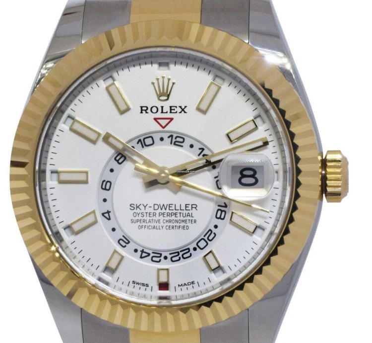 Rolex Sky-dweller Nos Rolex Sky-dweller White Dial 18k Yg Steel 42mm Oyster Watch 20 326933