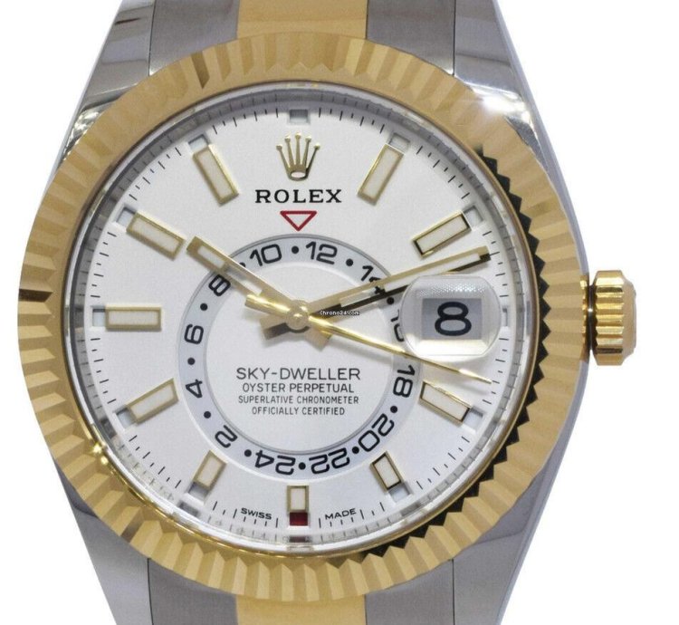 Rolex Sky-dweller Nos Rolex Sky-dweller White Dial 18k Yg Steel 42mm Oyster Watch 20 326933