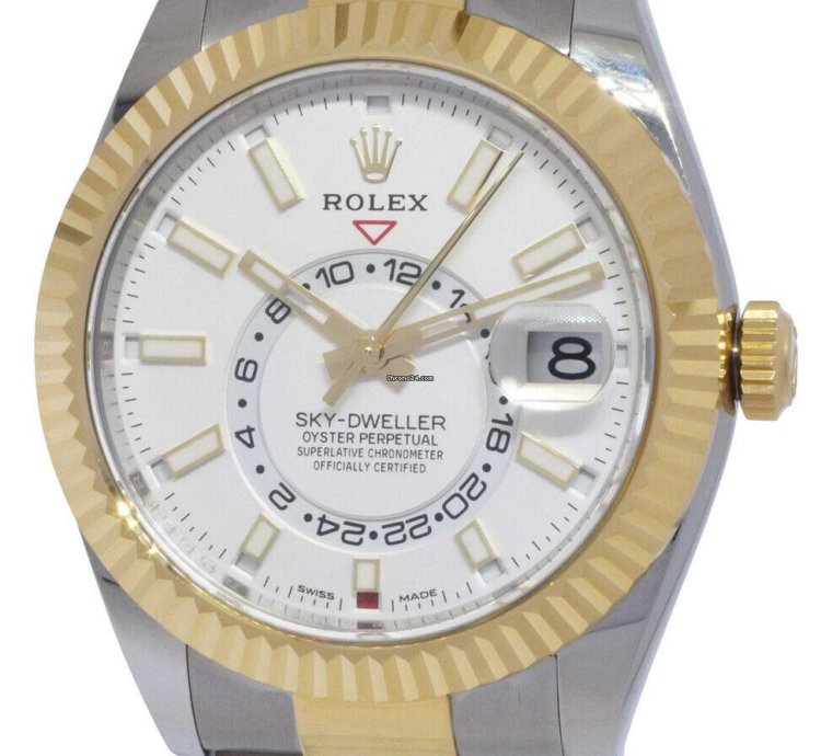 Rolex Sky-dweller Nos Rolex Sky-dweller White Dial 18k Yg Steel 42mm Oyster Watch 20 326933