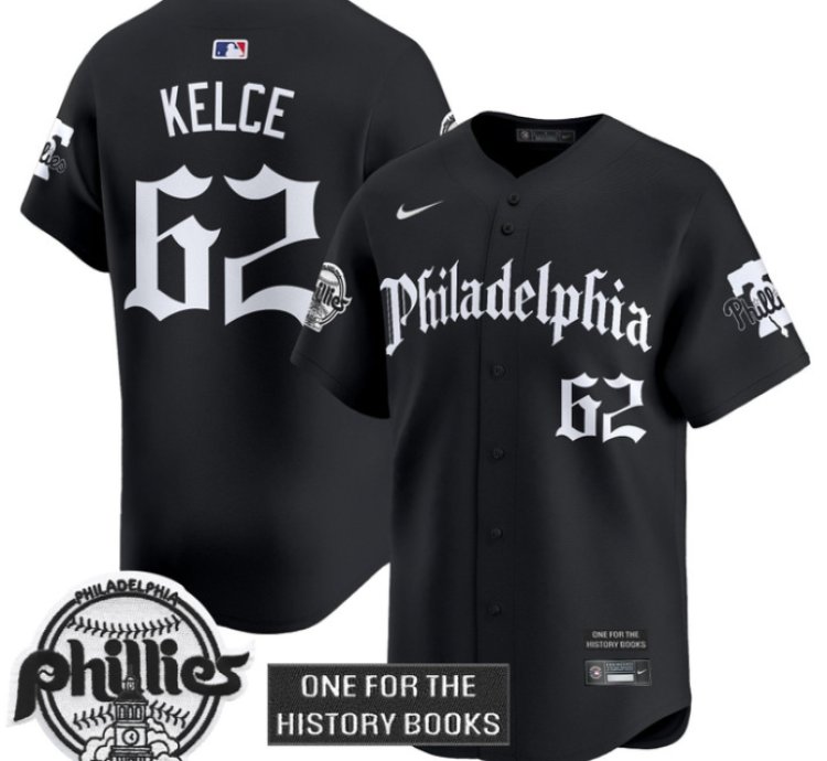 Jason Kelce Jersey 62 Phillies Retro Newspaper Edition Vapor Premier Limited Stitched Black