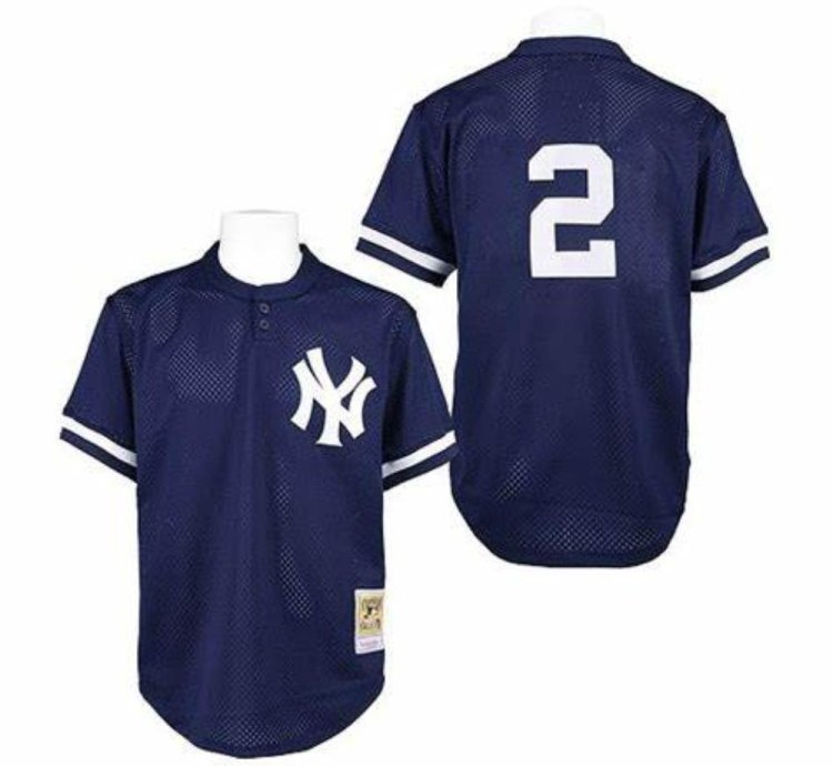 New York Yankees Derek Jeter Navy Throwback Mesh Pullover Jersey