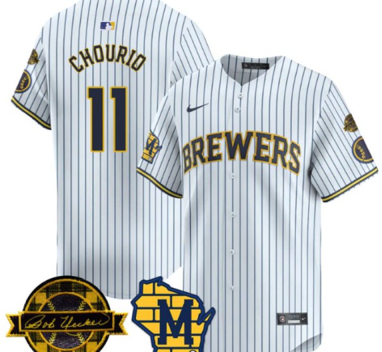 Jackson Chourio Jersey 11 Milwaukee Brewers 2025 Limited Bob Uecker Patch Stitched White