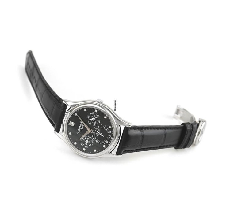 Patek Philippe Perpetual Calendar Grand Complications Platinum Diamond Perpetual Calendar Black 37 2 Box Papers 5140p-013