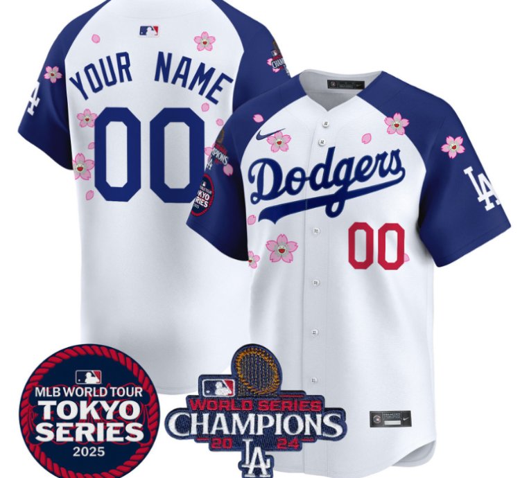 Custom Dodgers Jersey Tokyo Series 2025 World Series Champions Patch Vapor Stitched Alternate