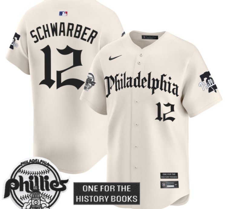 Kyle Schwarber Jersey 12 Phillies Retro Newspaper Edition Vapor Premier Limited Stitched Cream