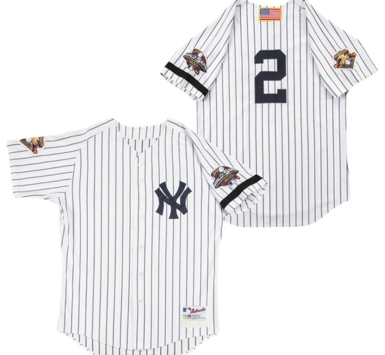 New York Yankees Derek Jeter White 2001 Throwback Jersey