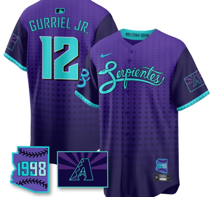 Lourdes Gurriel Jr Jersey 12 Arizona Diamondbacks Serpientes City Connect Stitched Purple
