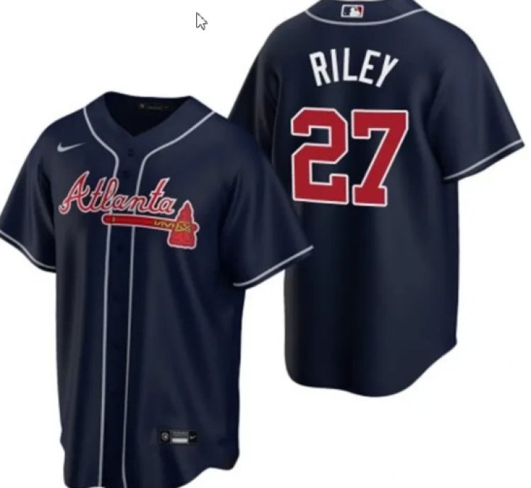 Austin Riley Atlanta Braves Navy Jersey - All Stitched