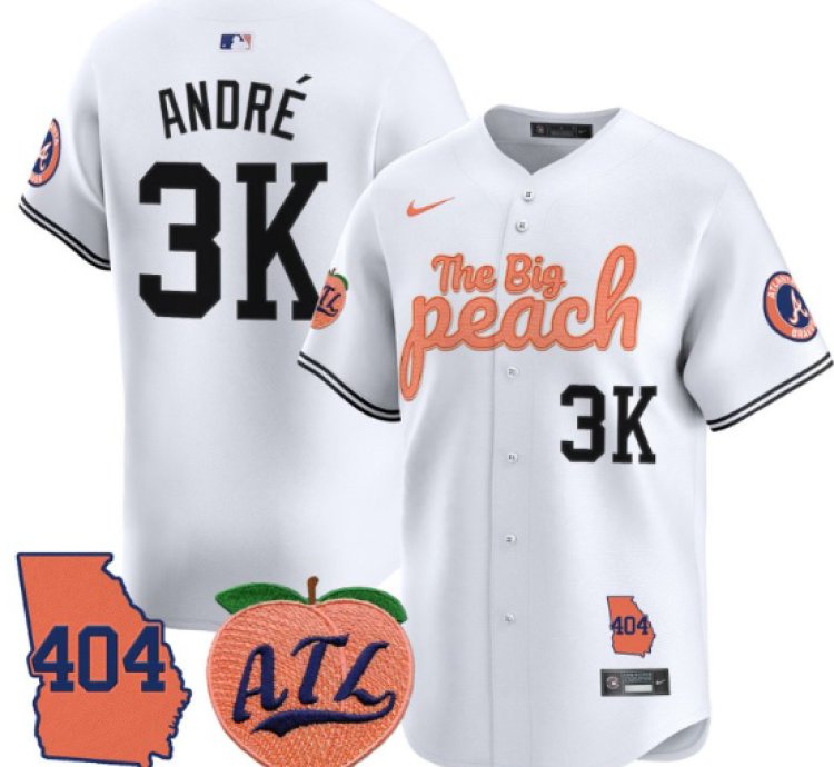 André Jersey 3k Atlanta Braves 404 The Big Peach Premier Limited Stitched White