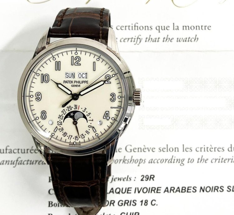 Patek Philippe Perpetual Calendar Ivory Arabic Dial 5320g-001